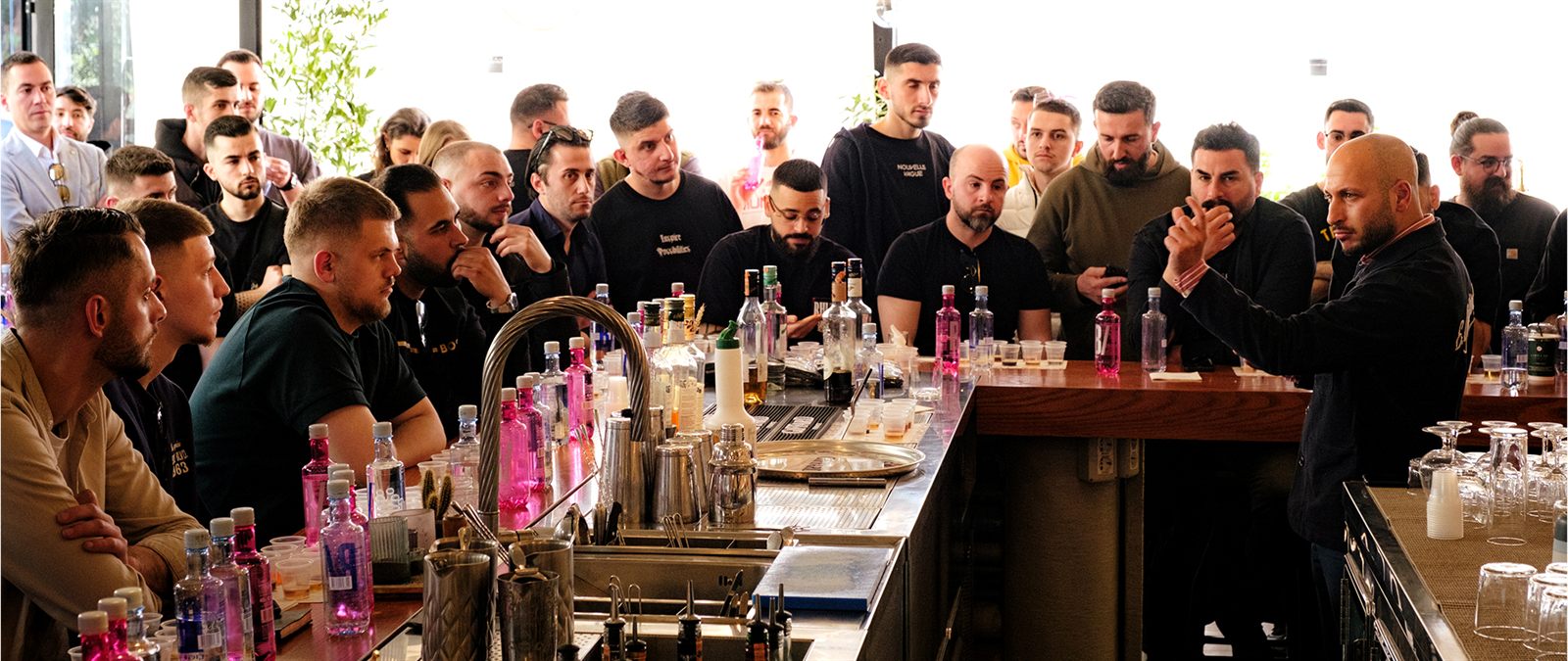 Hospitality professionals take part in a bar-service workshop